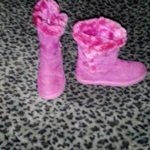 Pink Furry Boots
